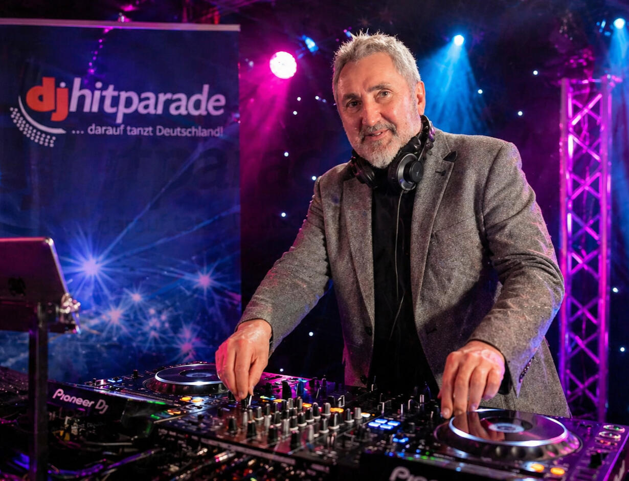 DJ im Nachtclub mit farbenfrohen Lichtern DJ im Nachtclub mit farbenfrohen Lichtern